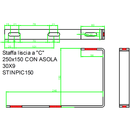 Quote STAFFA INOX X FISSAGGIO FOTOVOLTAICO A "C" H.90 PIANA