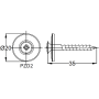 VITE TORX T20 INOX A2 COL. B/G Ø4,5X35 C/ROND Ø20 E GUARNIZ.