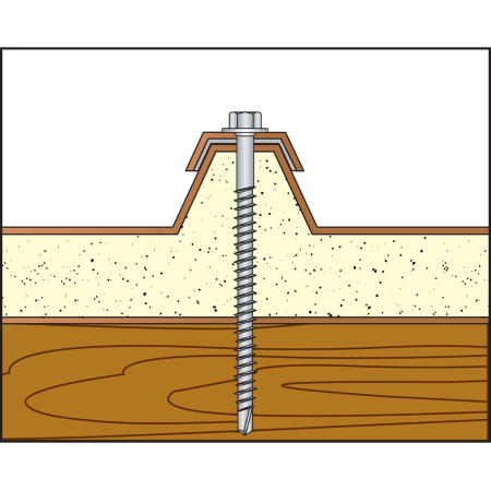 10 Viti Per Tetti 4.8x50mm - Autoperforanti Con Rondella EPDM, Rosso Ossido