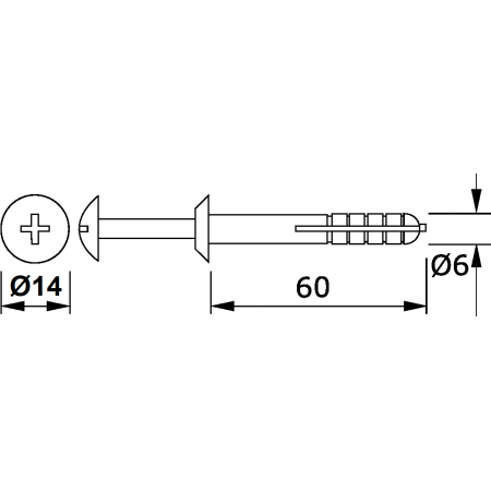 QUOTE TASSELLO a COLPO BIANCO PURO RAL 9010 Ø6x60 testa LARGA