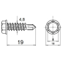 VITE AUTOFORANTE ZINC. Ø4,8X19 T.ESAG.8