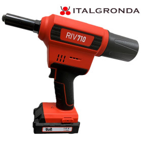 RIV710-Rivettatrice Batteria Litio 18,0V 2,0Ah x rivetti fino d.4,8 c/batteria e caricabatteria Ø2,4-Ø4,8