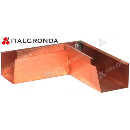 ANGOLO INTERNO DI GRONDA A CASSETTA IN RAME CON SCALINO DI CM 30x30 - SPESSORE 5/10 BASE 10 CM