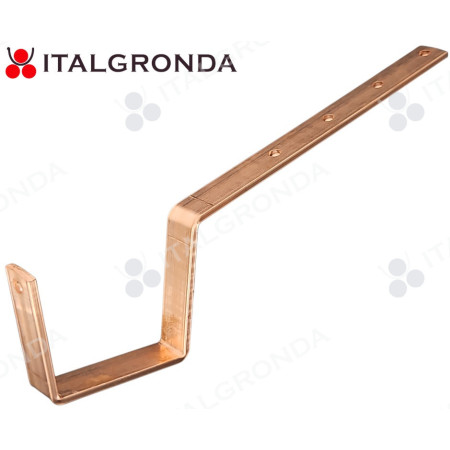 STAFFA PER GRONDA A CASSETTA IN RAME - PIATTINA 20X4 MM - BASE 7 CM