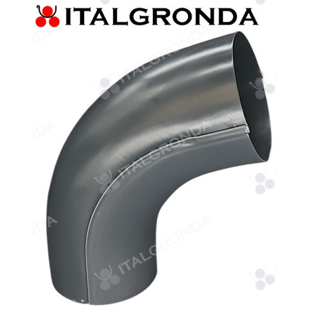 GOMITO IN LAMIERA PREVERNICIATA ANTRACITE 7016 A 72° AGGRAFFATO Ø80