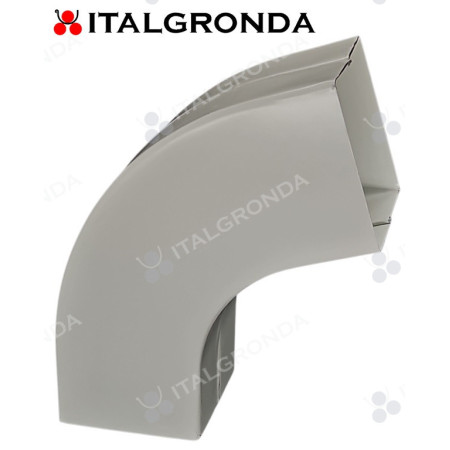 CURVA IN LAMIERA A SEZIONE QUADRATA COLOR BIANCO/GRIGIO  72° 8X8