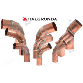 CURVA IN RAME A SETTORI SALDATA A STAGNO 
Disponibile nei diametri Ø60-80-100mm