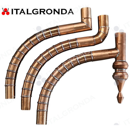 COLLO DI CIGNO A SETTORI in RAME saldati a stagno 
Misure variabili da 30 a 180 cm. nei Ø80 e 100mm