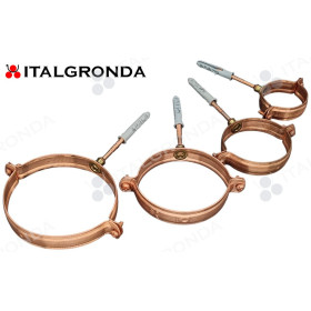 Collare fermatubo  in RAME con perno e tassello di espansione Ø10mm. Disponibile nei diametri Ø60-80-100-120mm