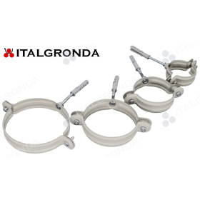 collari IN LAMIERA PREVERNICIATA COLOR BIANCO/GRIGIO con perno e tassello Ø10mm
Disponibile nei diametri Ø60-80-100-120mm