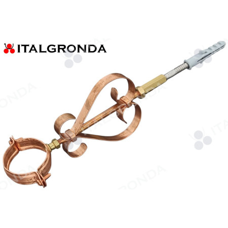 FERMATUBO Ø60 IN RAME ORNATO a Tassello Ø14mm