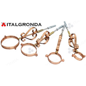 FERMATUBO in RAME ORNATO CON RICCI ornamentali sul gambo con fissaggio a Tassello