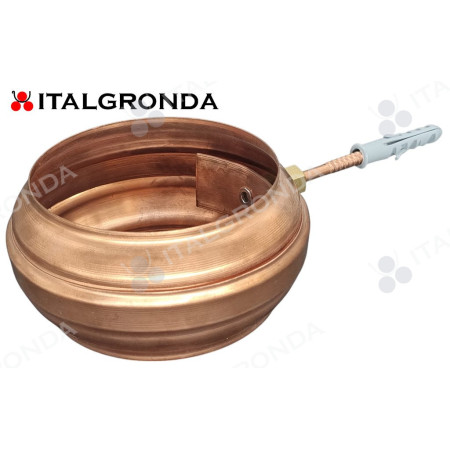 FERMATUBO CON COPRICOLLARE DI ABBELLIMENTO A TASSELLO IN  RAME