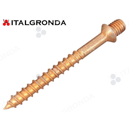 PERNO IN RAME PER FERMATUBO CON FILETTO M8 E LUNGO 80mm CON ANELLO