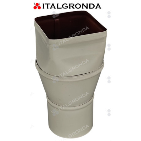 RIDUZIONE IN ALLUMINIO COLOR BIANCO/GRIGIO DA SEZIONE QUADRATA A SEZIONE TONDA. 80x80-80