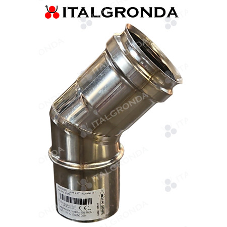 CURVA FUMI INOX 316 A 45° Ø80