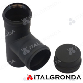 RACCORDO A TI CON TAPPO VERNICIATO NERO X PELLETS DELLA LINEA NERINO MP