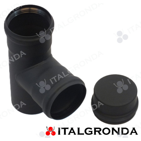 RACCORDO A TI CON TAPPO VERNICIATO NERO X PELLETS DELLA LINEA NERINO MP