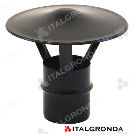 CAPPELLO tipo CINESE VERNICIATO HT NERO PER PELLETS Ø80mm