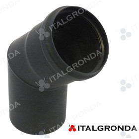 GOMITO FUMI VERNICIATO NERO PER PELLETS A 45° Ø80mm