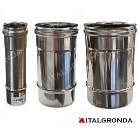TUBI MONOPARETE FUMI IN ACCIAIO INOX AISI 316L DA CM 25 COPERTINA