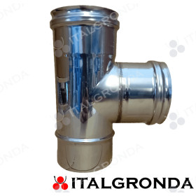 Copertina Raccordo a "Ti" in Acciaio Inox AISI 316L con Attacco Femmina in Pancia