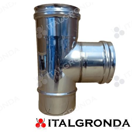 Copertina Raccordo a "Ti" in Acciaio Inox AISI 316L con Attacco Femmina in Pancia