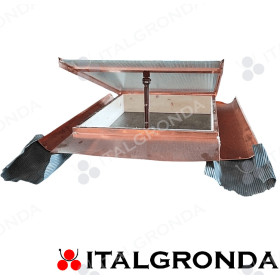 LUCERNARIO Universale in Rame con Vetro retinato 51 x 58 cm con rivestimento in legno