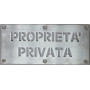 PIASTRA ALLUMINIO SAT. 3MM INCISA A LASER ’’PROPRIETA’ PRIVATA’’