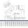 CURVA FUMI INOX 316 A 90° Polymax Acciai-CURVA FUMI ACCIAIO INOX 316L ANGOLO 90° PER MODULO MONOPARETEØ50-60-80-100-120-130-140-