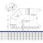 CURVA FUMI ACCIAIO INOX 316L ANGOLO 90° PER MODULO MONOPARETE