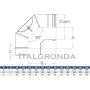 CURVA FUMI ISPEZIONABILE INOX 316 Polymax Acciai-CURVA FUMI ISPEZIONABILE IN ACCIAIO INOX AISI 316L ANGOLO 90° PER MODULO MONOPA